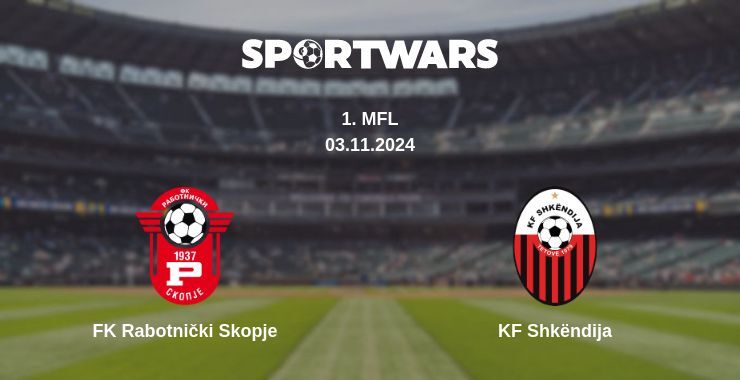 Result of the FK Rabotnički Skopje — KF Shkëndija match, 03.11.2024